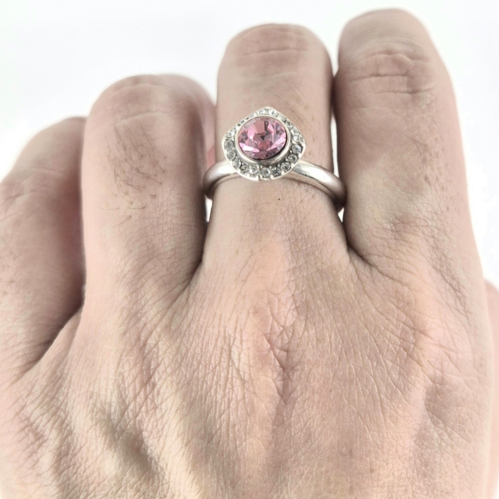 Sz 7.75 Brighton Romantica Collection Pink Crystal Ring - Picture 10 of 10